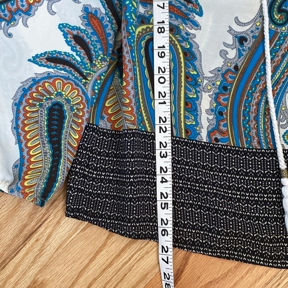 Daniel Rainn Multicolor Peasant Top Blouse Tunic Women’s L Crochet Boho paisley - Picture 7 of 8